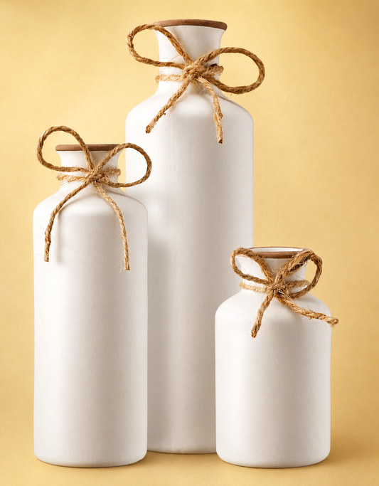 Vintage Roman White Vase - Set of 3